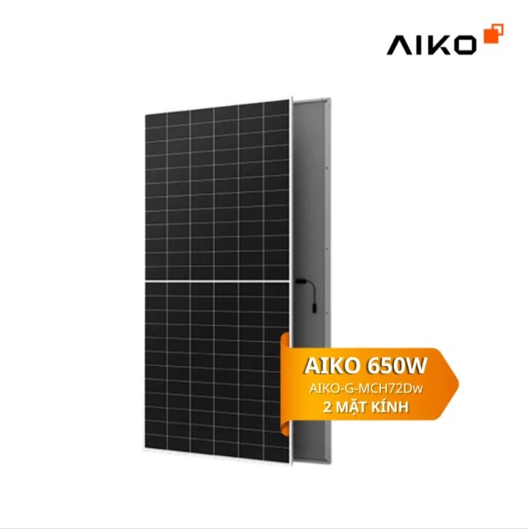 Tấm Pin Năng Lượng Mặt Trời AIKO 650W 2 Mặt Kính – Hiệu Suất 24.4%