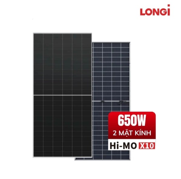 Tấm Pin LONGi Hi-MO X10 650W 2 Mặt Kính LR7-72HVD-650M
