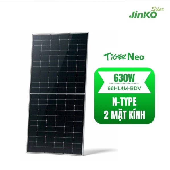 Tấm Pin Mặt Trời Jinko 630W 2 Mặt Kính N-Type | 66HL4M-BDV